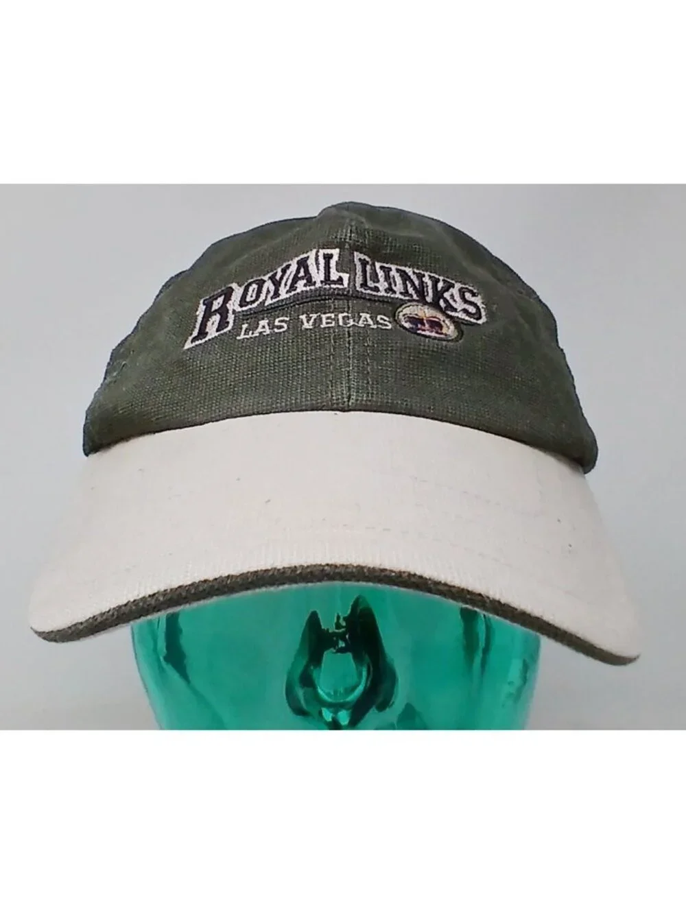 Royal Links Las Vegas Green & Beige Distressed Golf Hat Imperial Adj Strap #D-15